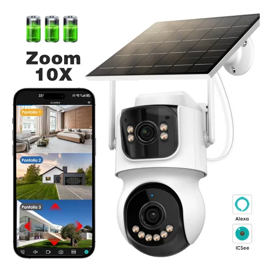 Câmera Segurança Wi-fi Solar Externa Com Bateria E Zoom 10x Branco