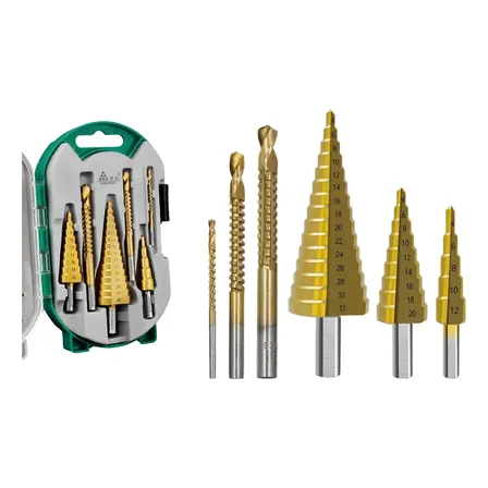 Kit Brocas Escalonadas 4-32mm Titânio Com Caixa 6 Peças