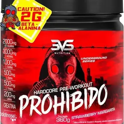 Pré Treino Nutrition 3VS Hardcore Pre-Workout Prohibido 360g Sabor Strawberry Margarita