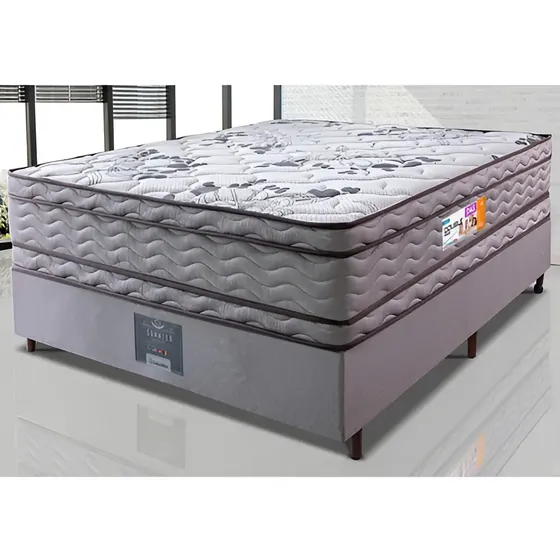 Cama inBox OrtoFirm box casal colchão com box 138x188x71 double face espuma D45 cinza