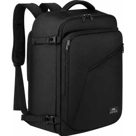 Mochila Viagem Masculina 40l Grande Impermeável Reforçada Para Avião Item Pessoal Suporta Até 10kg Matein 1159 Preto Black Liso