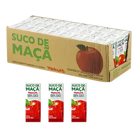 Caixa C/27 Unidades Suco De Maçã Yakult Sem Glúten 200 ml