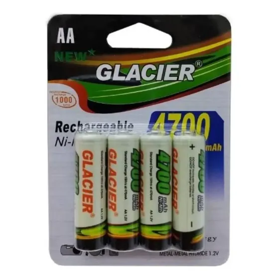 Pilha Recarregável Glacier AA 4700mah Kit 4 Unidades Ni-mh