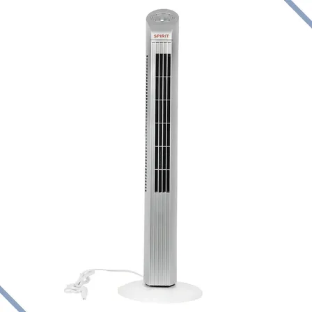 Ventilador De Torre Spirit Maxximos Elegant 35w Preto E Prata, Com 3 Velocidades 20 Cm 60hz Branco/prateado 127v Abs