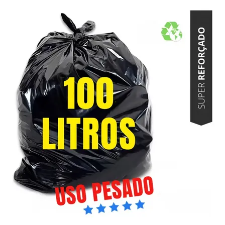 Saco De Lixo 100 Litros Uso Pesado Super Reforçado Grosso Kit Com 20 Unidades