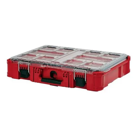 Organizador Packout Milwaukee 48-22-8430 Com 10 Escaninhos Vermelho Com Tampa Transparente