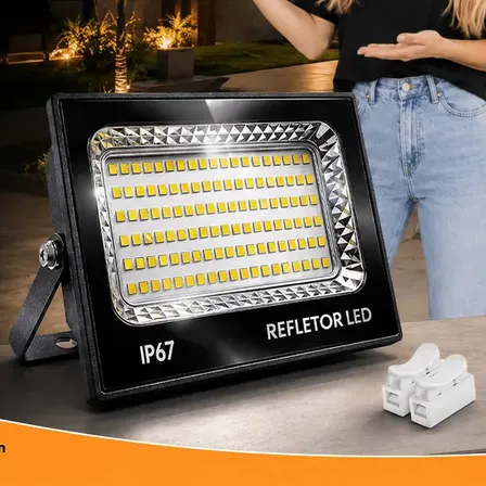 Holofote Led 400w Branco Frio B&g Slim Preto Alumínio Montável 127/220v