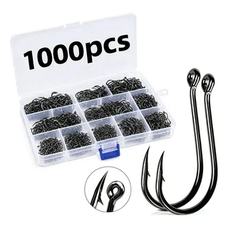 Kit 1000 Anzóis Aço Carbono 3# A 12# Caixa Anzol Chinu Pesca