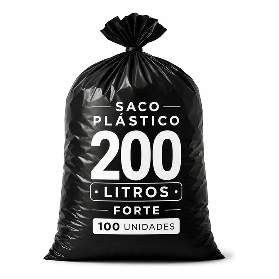 Saco De Lixo 200 Litros 100 Unidades Forte Resistente Grosso