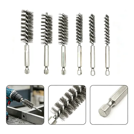 Kit 6 Escova Tubular Aço Inoxidável Canos Dutos Limpeza