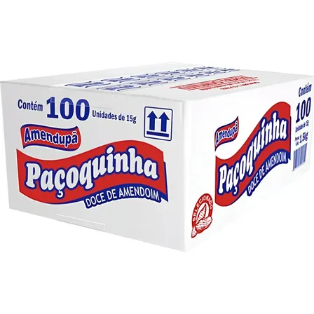 Paçoca Rolha Amendupã Paçoquinha Embrulhada 100un 1,5kg Caix