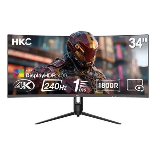 Monitor De Jogos Curvo Hkc 34 Ultrawide Qhd De 240 Hz Preto