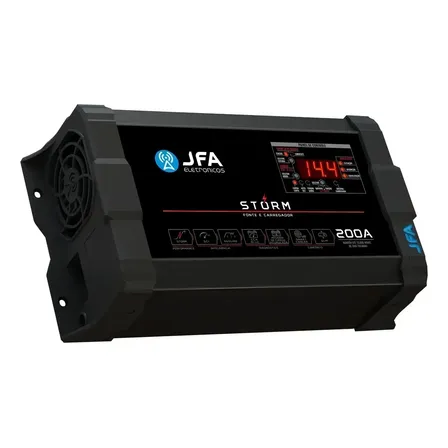 Fonte Automotiva Jfa Storm Plus 200a Bivolt 12v-15v Com Voltímetro Preto