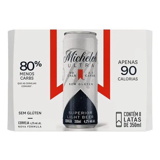 Cerveja Michelob Ultra Lata 350ml - Pack Com 8 Unidades
