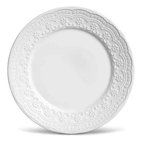 Jogo 6 Pratos Rasos Louça Branco Ø26cm Porto Brasil Madeleine Branco