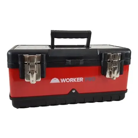 Caixa De Ferramentas Metálica Profissi. 15'' Worker - 427136 Cor Vermelho/Preto
