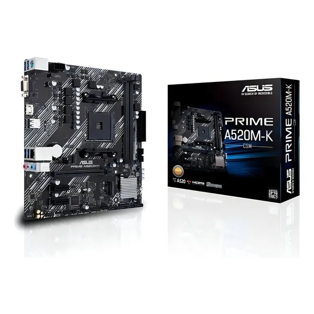 Placa Mãe Am4 Asus A520m-k Prime, Ddr4, Vga, Hdmi, M.2 Preto