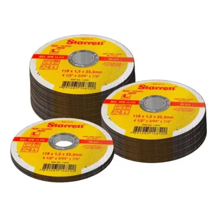 48 Discos De Corte Starrett Metal Inox 4.1/2x22,2mm Cor Amarelo Extra Fino Dac 115-14