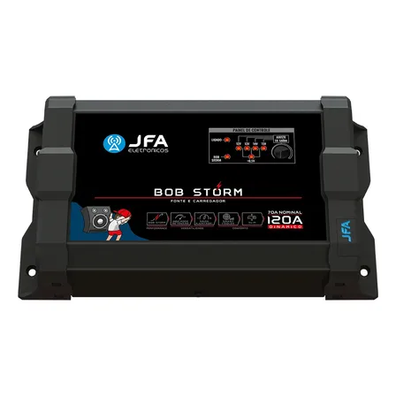 Fonte Carregador JFA Bob Storm 120A Bivolt Preto Projetos de Som