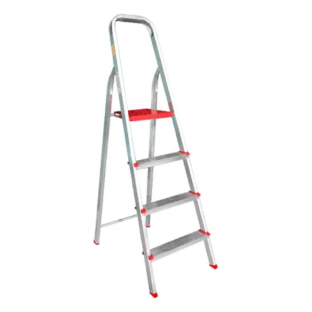 Escada Botafogo Lar & Lazer Esc0063 Doméstica De Alumínio 4 Degraus Prata Cor Phantom Red