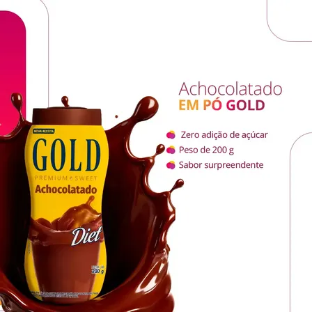 Achocolatado Em Pó Diet Gold Premium Sweet 200g