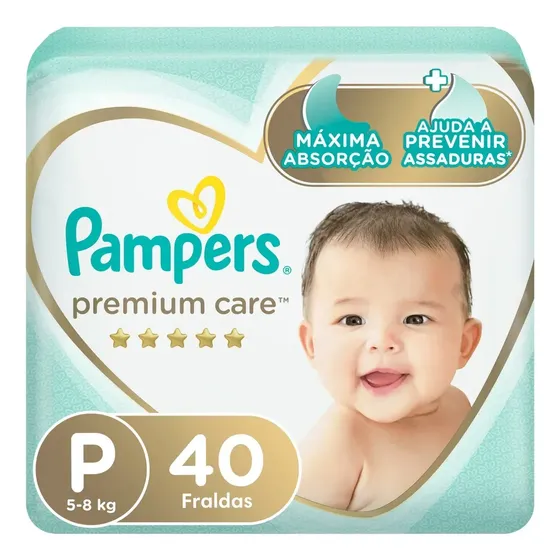 Fralda Pampers Premium Care Tamanho P 40 Unidades Sem Gênero