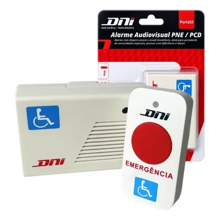 Alarme Audiovisual Sem Fio A Pilha Para Banheiro Pne / Pcd