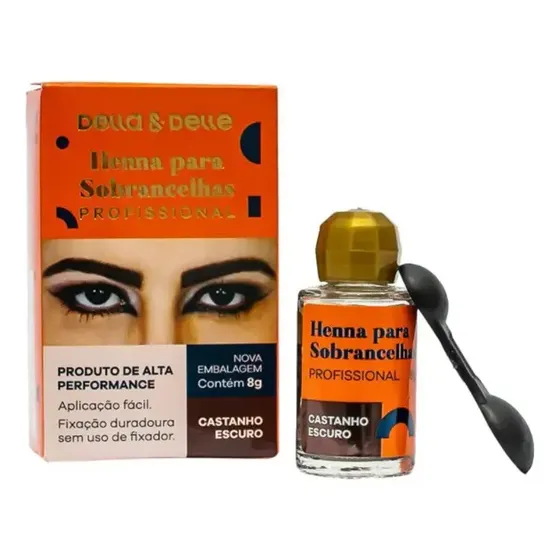Henna Castanho Escuro Della & Delle 8g Pó Para Sobrancelhas