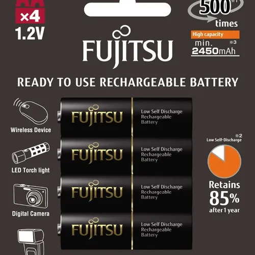 4 Pilhas Aa Recarregáveis Da Fujitsu Premium 2550 Mah Hr-3uthcex Fabricadas No Japão