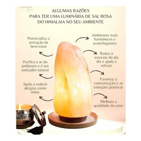 Abajur Luminária Terapêutica Sal Rosa Himalaia 1 2kg Cor da cúpula Laranja Cor da estrutura Preto E-De-Cor