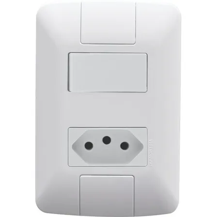 Conjunto Interruptor + Tomada 10a 250v Branco Tramontina