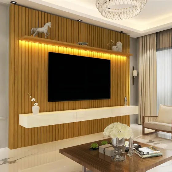 Home Para Tv Ripado Led Nobre 230 Natura Off White até 85 polegadas - Gelius Cor Naturale