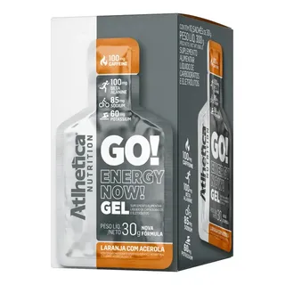 Go! Energy Now Gel 10 unidades de 30g cada Atlhetica Nutrition Sabor Laranja com Acerola