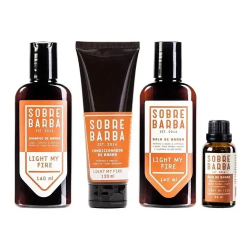 Kit Sobrebarba - Shampoo, Condicionador, Balm e Óleo de Barba - Light my Fire