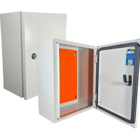 Caixa Montagem Hermética Quadro Comando Elétrico 40x30x20 Ip54 Cor Cinza Ral 7032 - Mega Eletrometalúrgica
