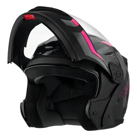 Capacete Robocop Escamoteável Fechado Mixs Gladiator Delta S Cor Cinza Rosa Brilhante Tamanho do capacete 62