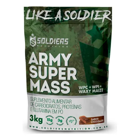 Whey Hipercalórico Army Super Mass 3kg 100% Importado Soldiers Nutrition Suplemento Proteína Muscular Chocolate