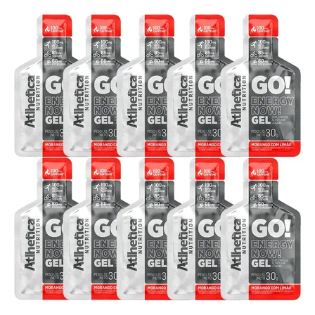 Go! Energy Now Gel (10 Sachês De 30g) Atlhetica Nutrition Sabor Morango c/ Limão
