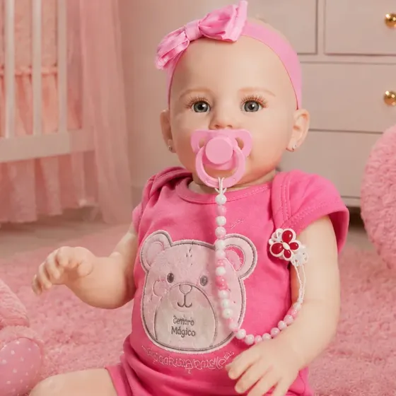 Boneca Bebê Reborn Abigail Sorrindo 48cm Corpo De Silicone