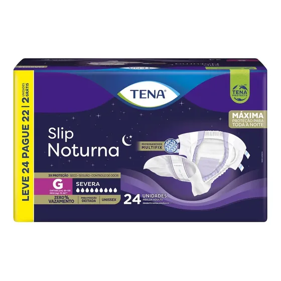 Fralda Geriátrica Tena Slip Noturna G Leve 24 Pague 22 Grande