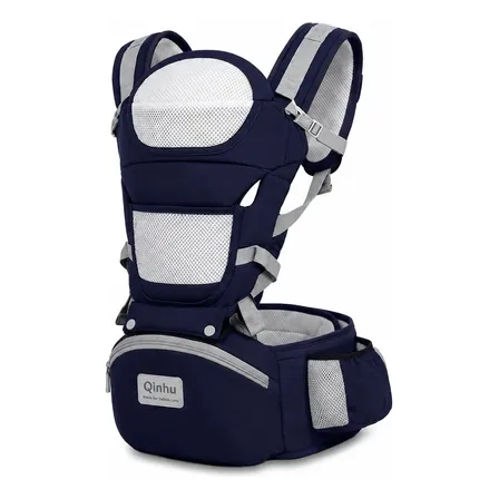 Canguru Qinhu Seguro Ergonômico C/ Apoio Na Cintura Pronta Cor Azul Marinho