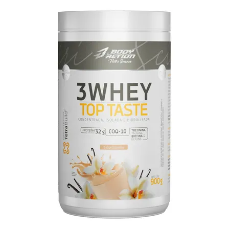 Bodyaction Tradicional Whey 3w Top Taste 900g (concentrado-iso-hidro) - Sabor Baunilha