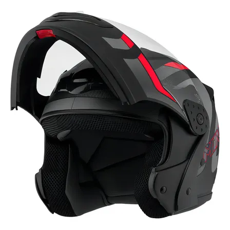 Capacete Robocop Escamoteável Fechado Mixs Gladiator Delta S Cor Cinza Vermelho Fosco Tamanho Do Capacete 58 Fosco/bilhante