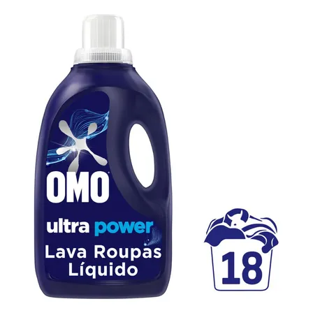 Omo Lava Roupas Líquido com tecnologia de remoção de manchas Ultra Power 1,8 L