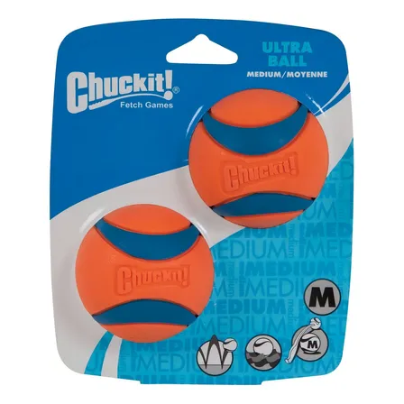 Bola Chuckit! Ultra Ball Cachorro Borracha Resistente Tamanho M 2 Unidades Azul/laranja