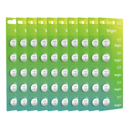Kit Cartela Blister 50 Unidades Pilhas Moeda Cr2032 3v Elgin
