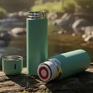 Garrafa Térmica Tche Amo 500ml Com Kit 3 Xícara Café Cor Preto