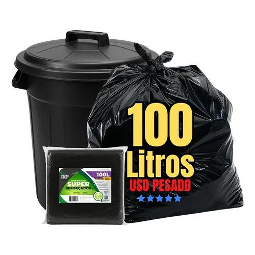 Saco De Lixo 100 Litros Uso Pesado Bem Reforçado Grosso Cor Preto Verdecasa Boca Larga 100L