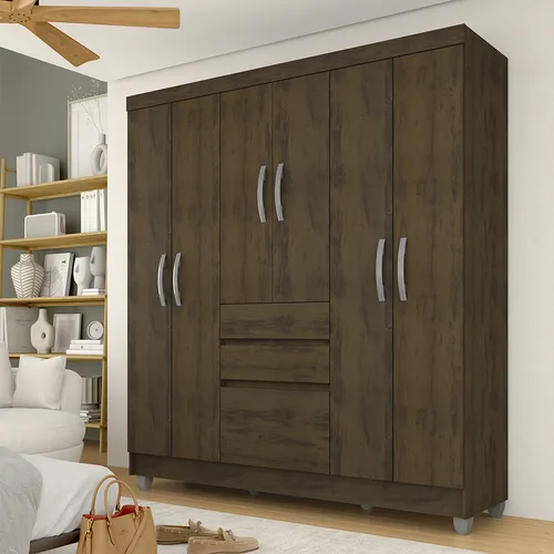 Guarda Roupa Lia 6 Portas Capuccino Móveis Arapongas