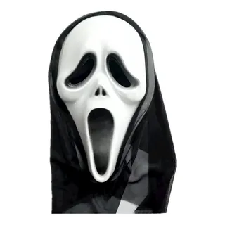 Máscara Hallowen Filme Panico Com Capuz Terror Festa Cosplay Cor Branco